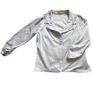 Hybrid & Company Womens 3/4 Sleeve Collared Soft Blazer-Gray-Size M-GUC